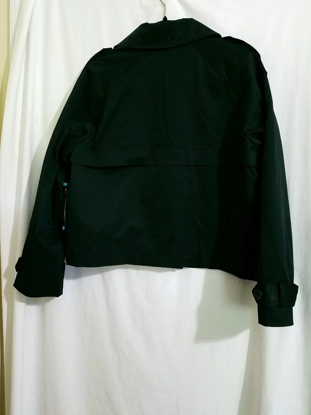 Rebecca Minkoff Black Cropped Trench Coat Women's Large NWT - Picture 4 of 16
